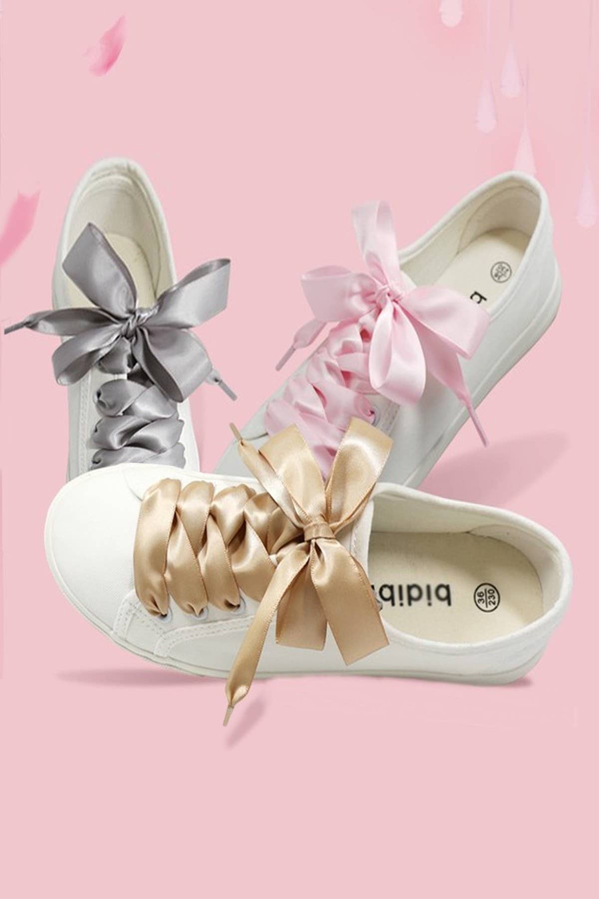 SILK SATIN RIBBON BOW PAIR SHOE LACES