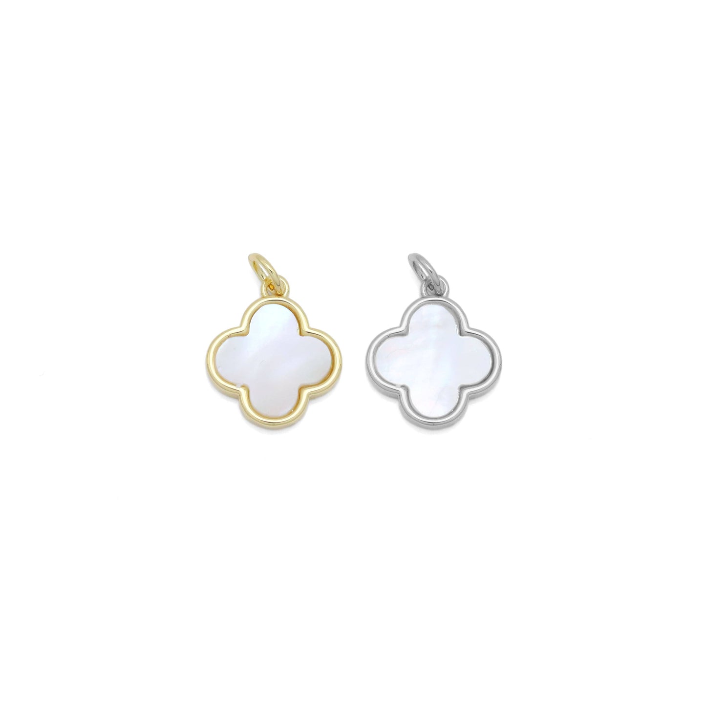 Abalone Mother of Pearl Gold flower Charm Pendant