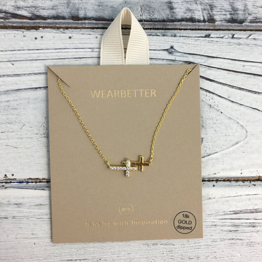 Two Sideways Crosses Necklace
