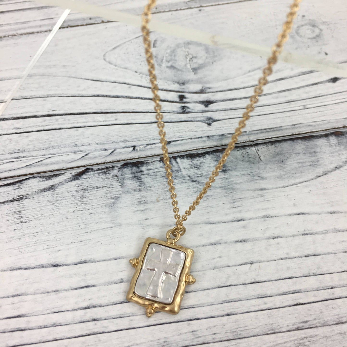 Two tone cross necklace