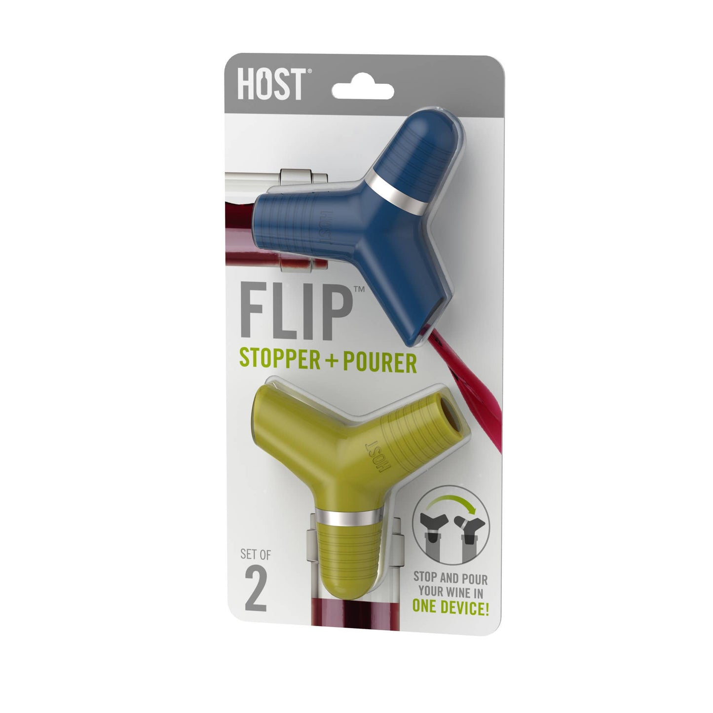FLIP™ Wine Bottle Pourer and Stopper Set of 2