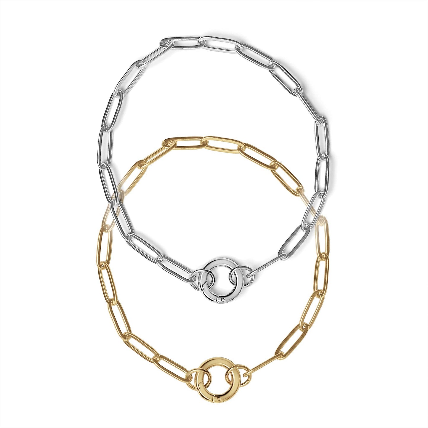 Stainless Steel Paperclip with Charm Keeper Chain Bracelet