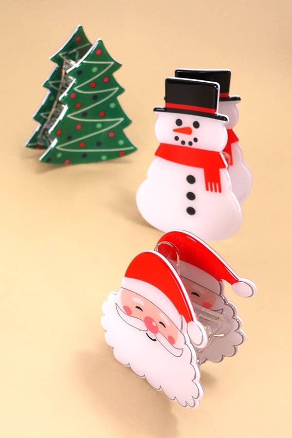 CHRISTMAS SANTA HAIR CLAW CLIPS
