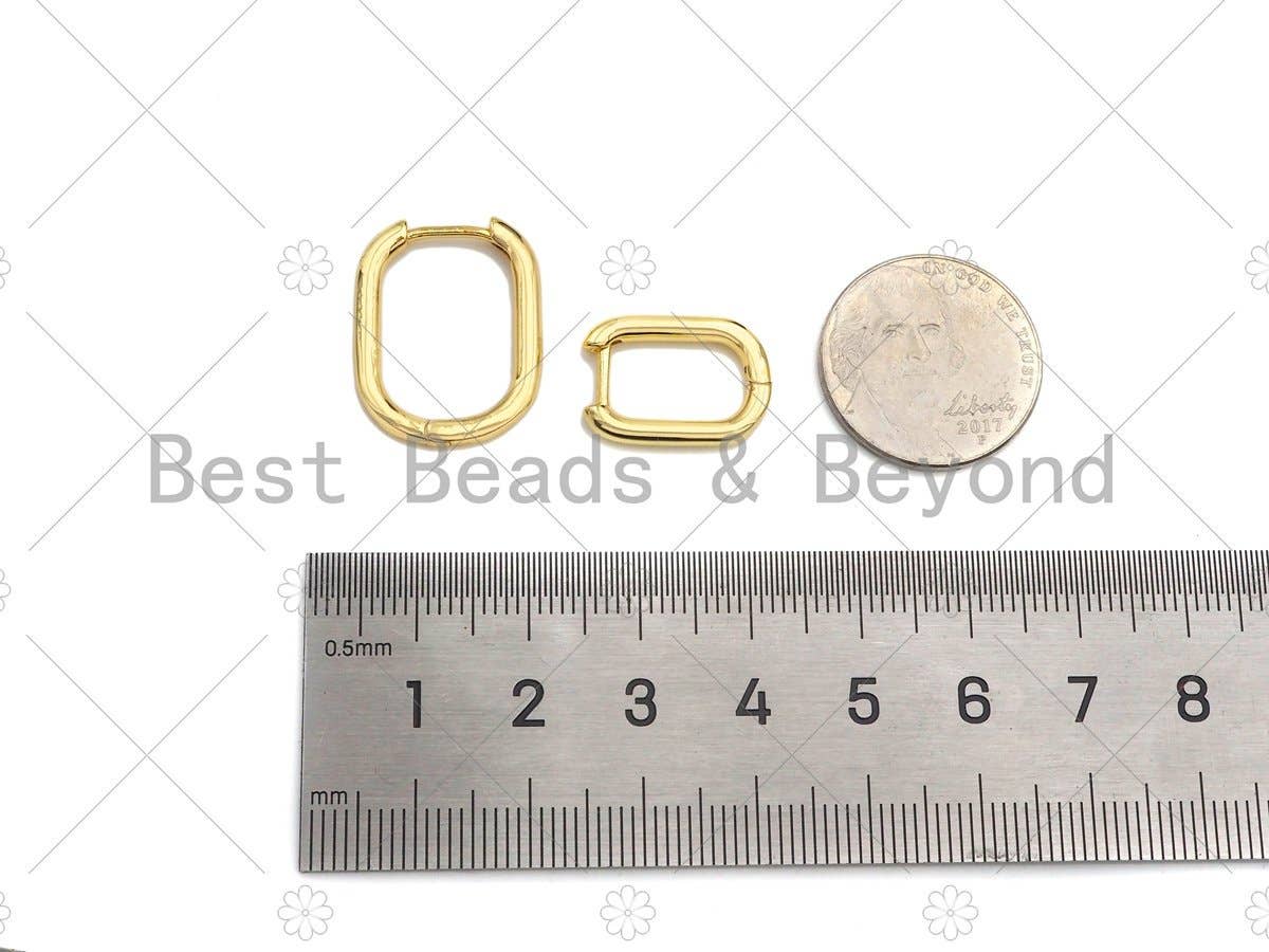 Dainty Gold Rectangle Huggie Earring