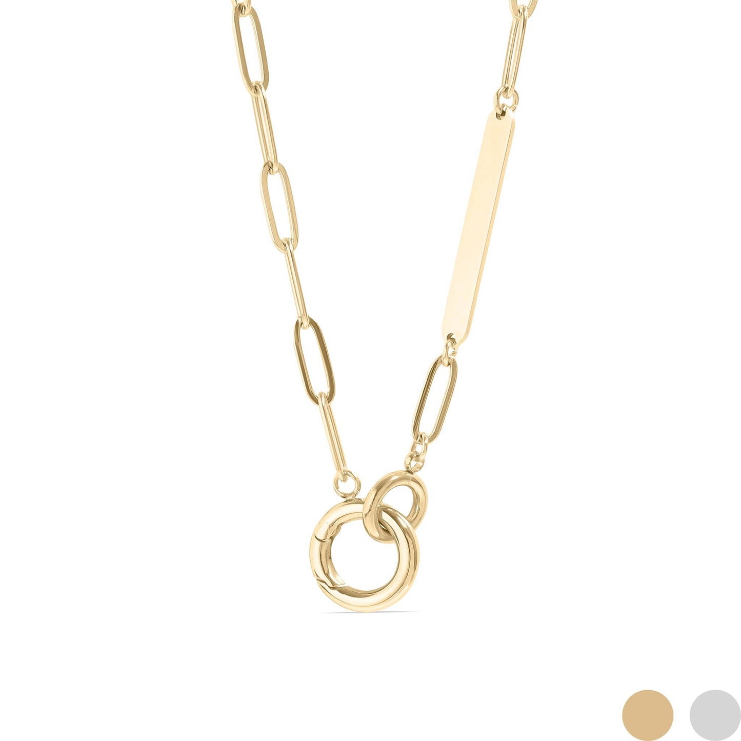 18K Gold PVD Engravable Paperclip Charm Holder Necklace