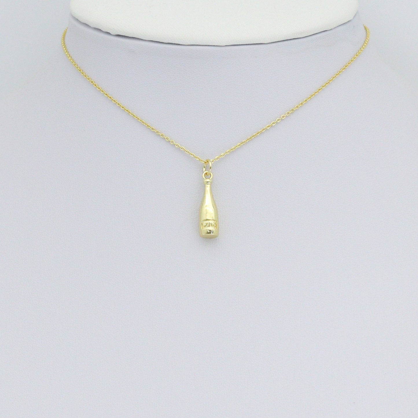 Gold Wine Bottle Charm Pendant
