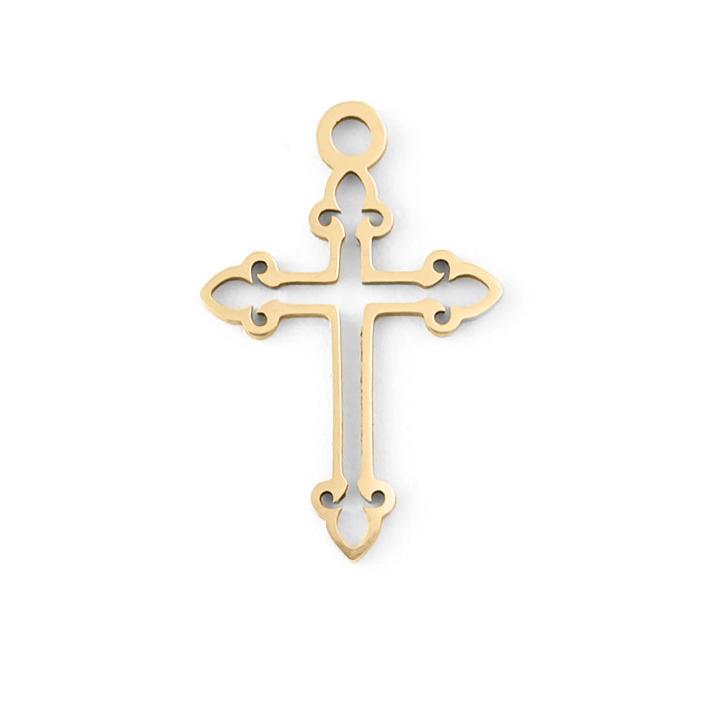18K Gold PVD Stainless Steel Cross Charm