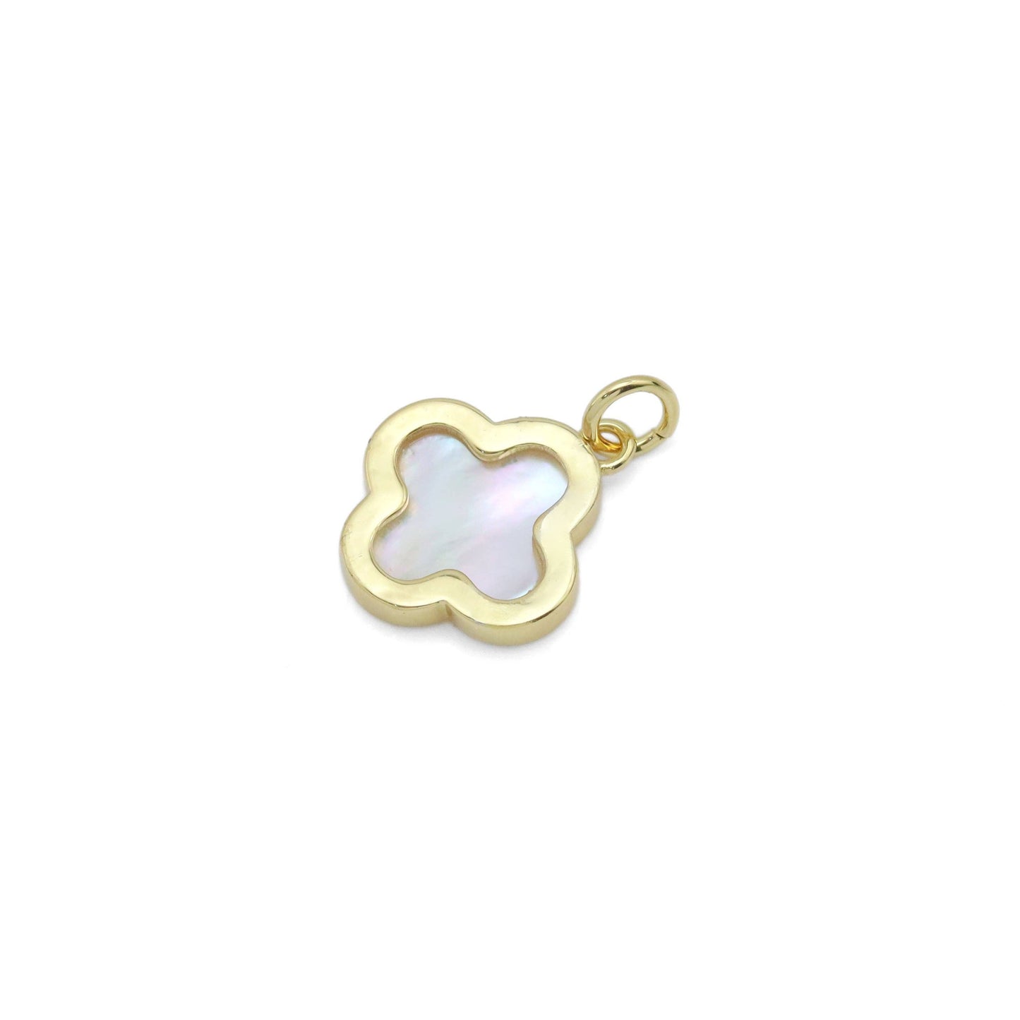 Abalone Mother of Pearl Gold flower Charm Pendant