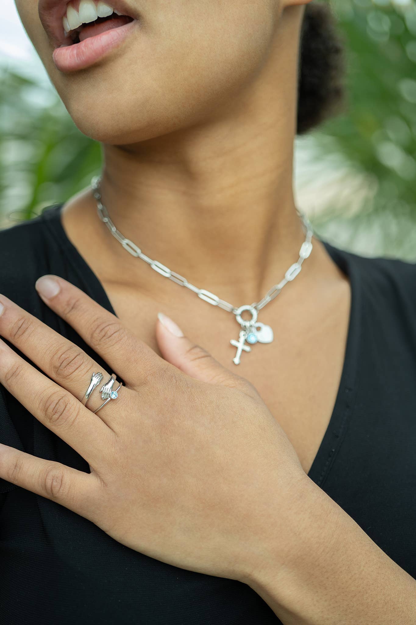 Stainless Steel Paperclip Carabiner Charm Holder Necklace