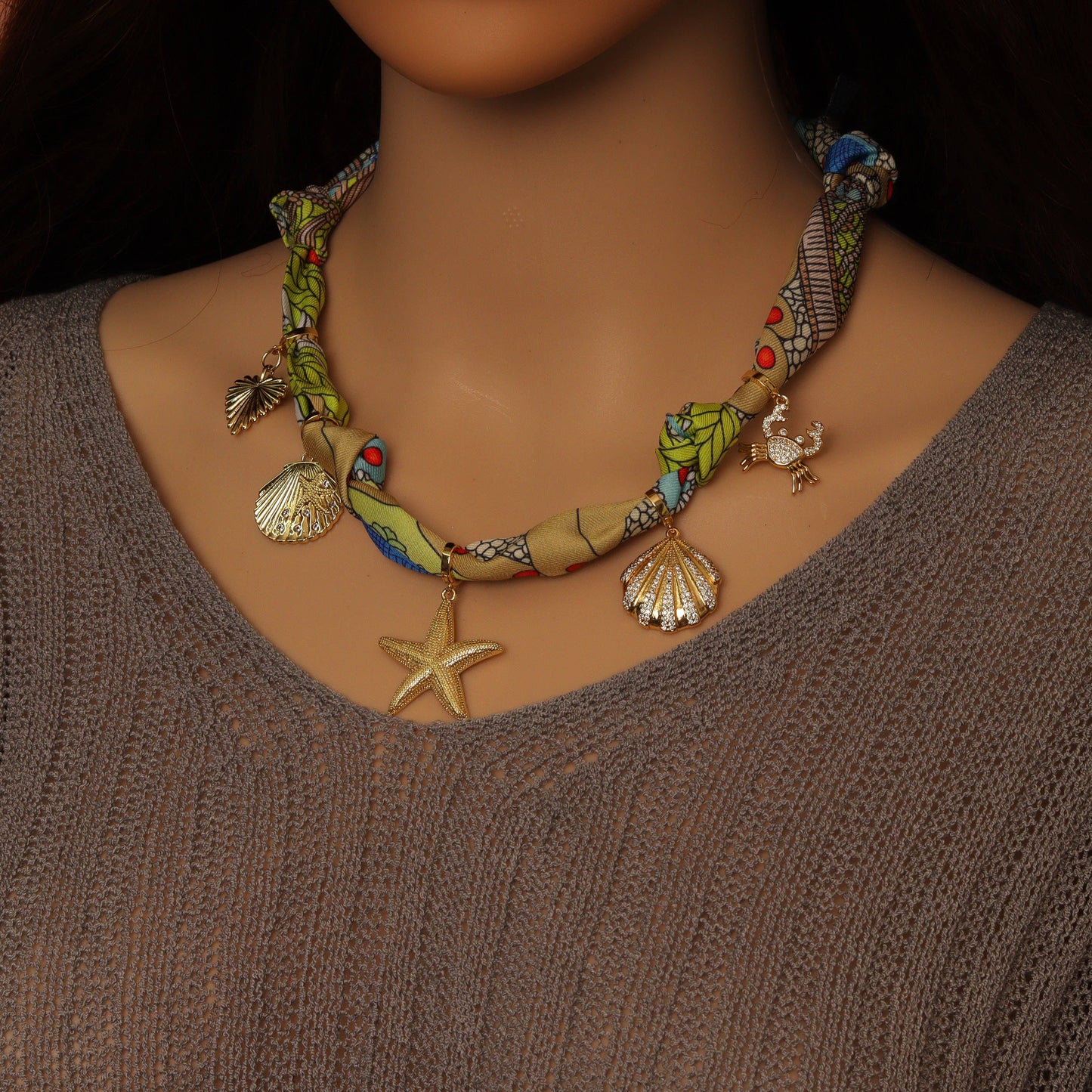 Convertible Scarf Necklace, Adjustable Silk Scarf