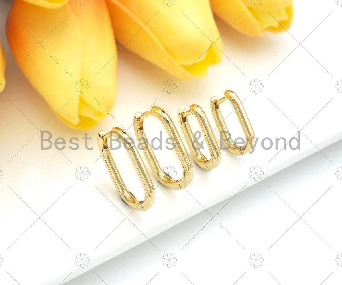 Dainty Gold Rectangle Huggie Earring