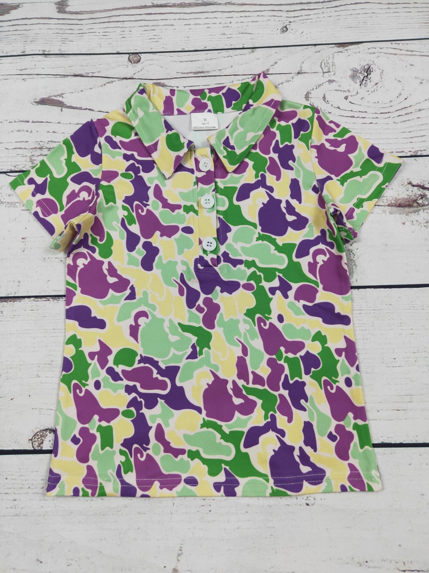 Boys Camouflage Printed Mardi Gras Polo
