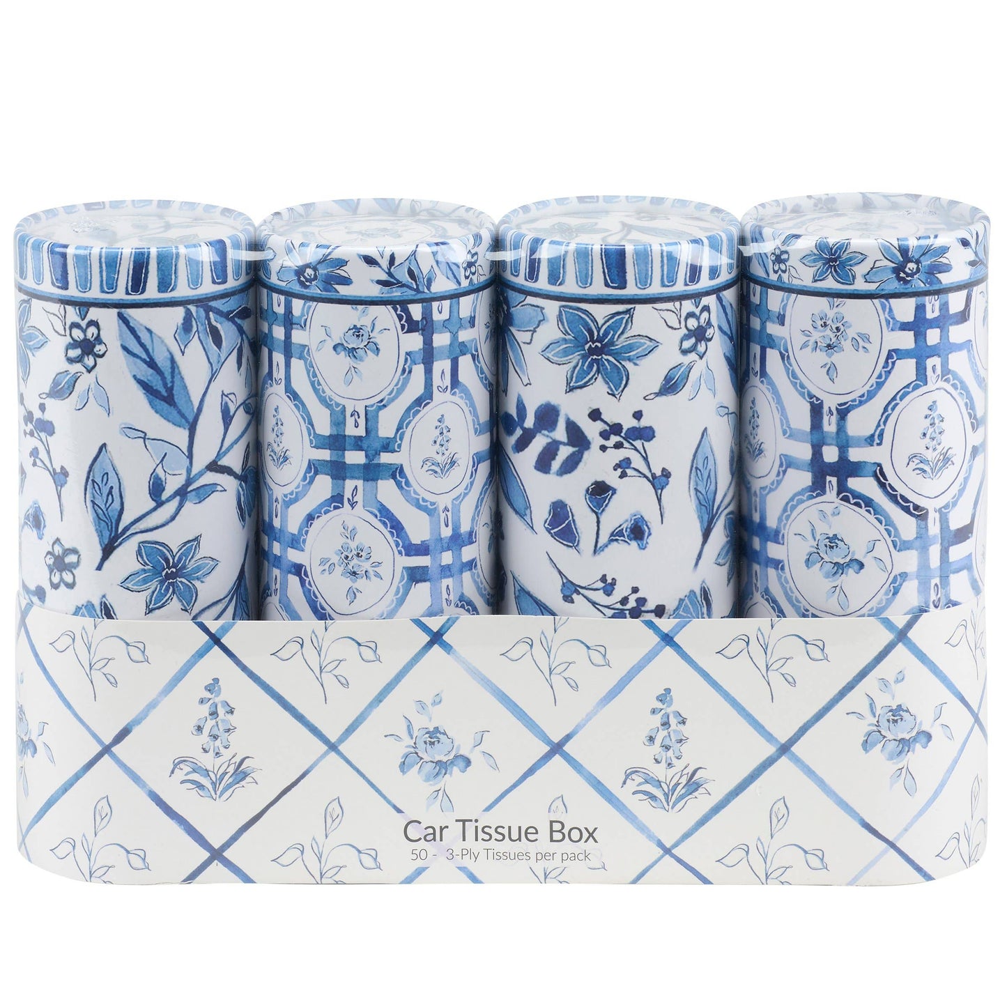 Blue Florals Car Tissue Box Set