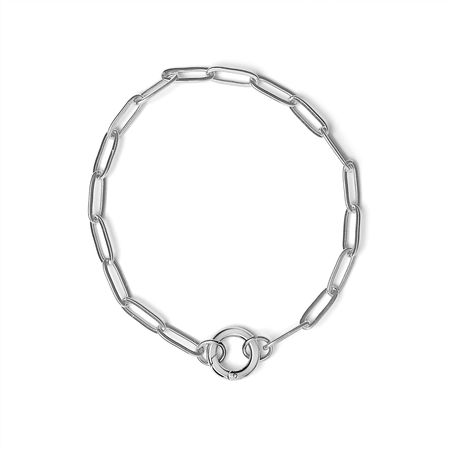 Stainless Steel Paperclip with Charm Keeper Chain Bracelet