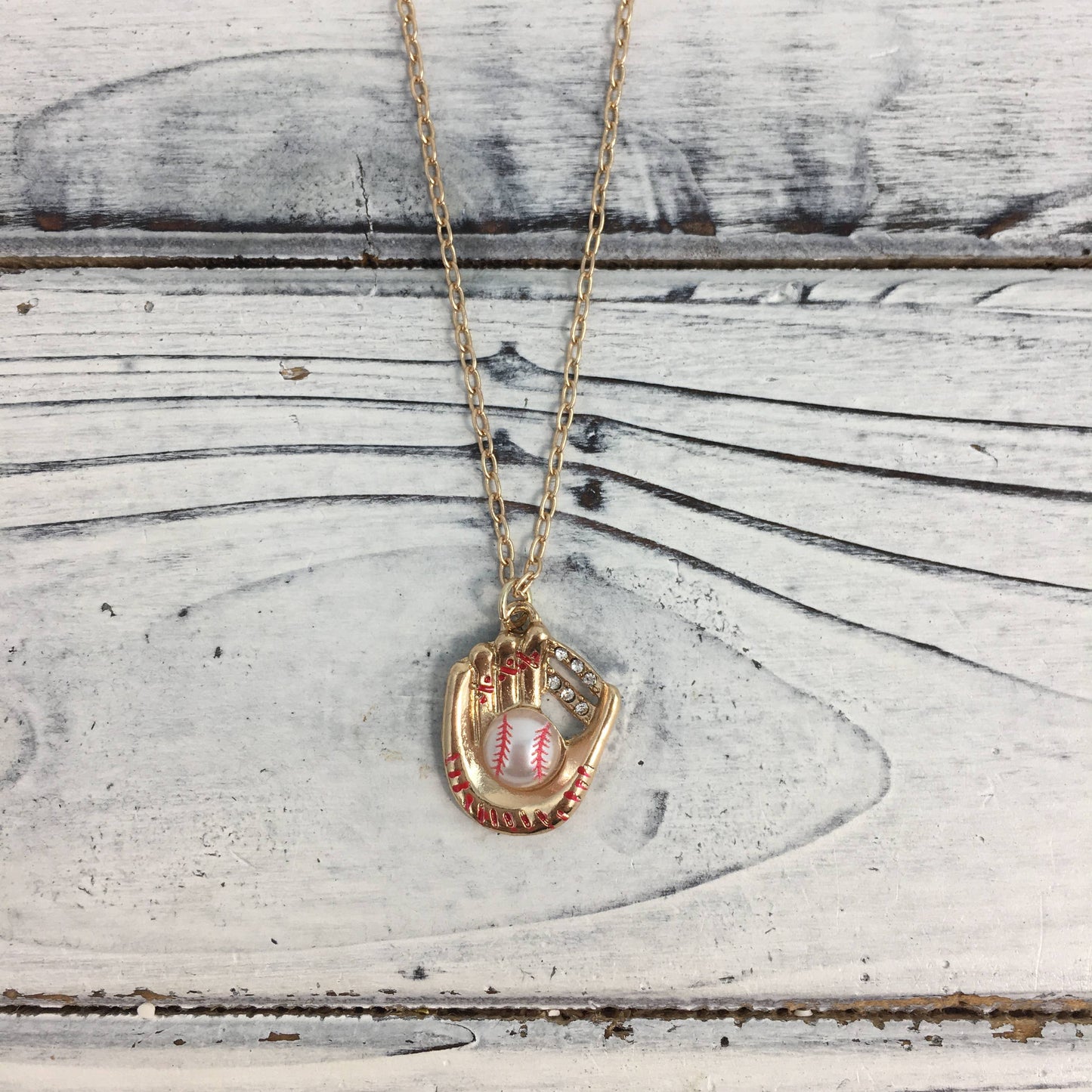 Baseball glove pendant necklace