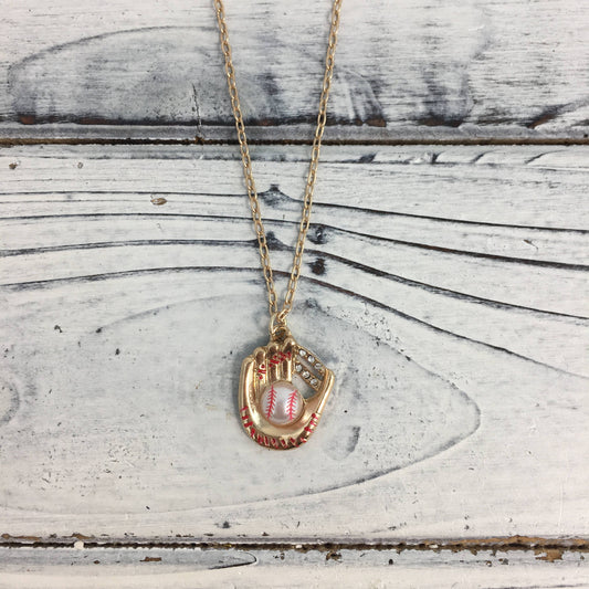 Baseball glove pendant necklace