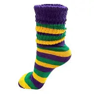 Striped Mardi Gras Slouch Socks