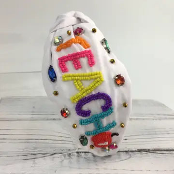 Teach Text Bead and Stone Knot Headband