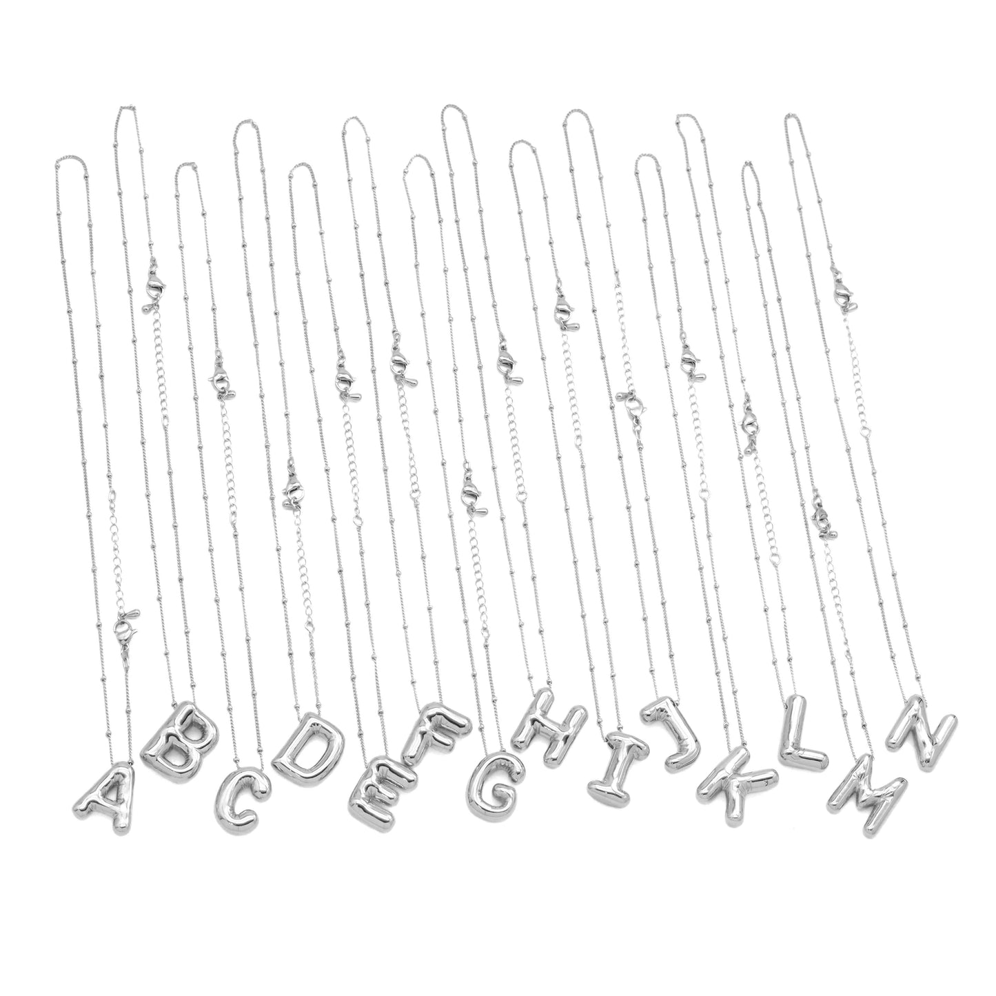 Balloon Bubble Initial Letter Charm Necklace