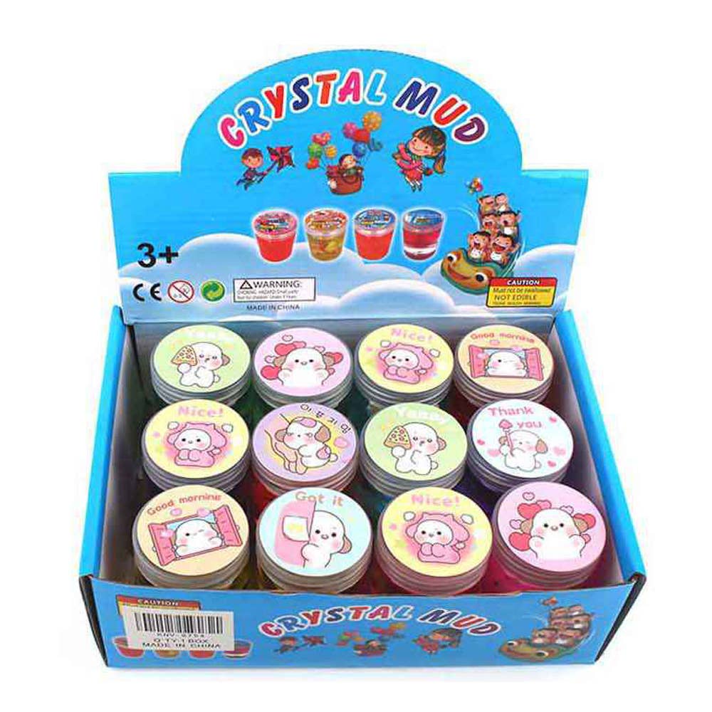 12PCS - Fun Mini Labubu Figure Inside Crystal Mud Jar Toy