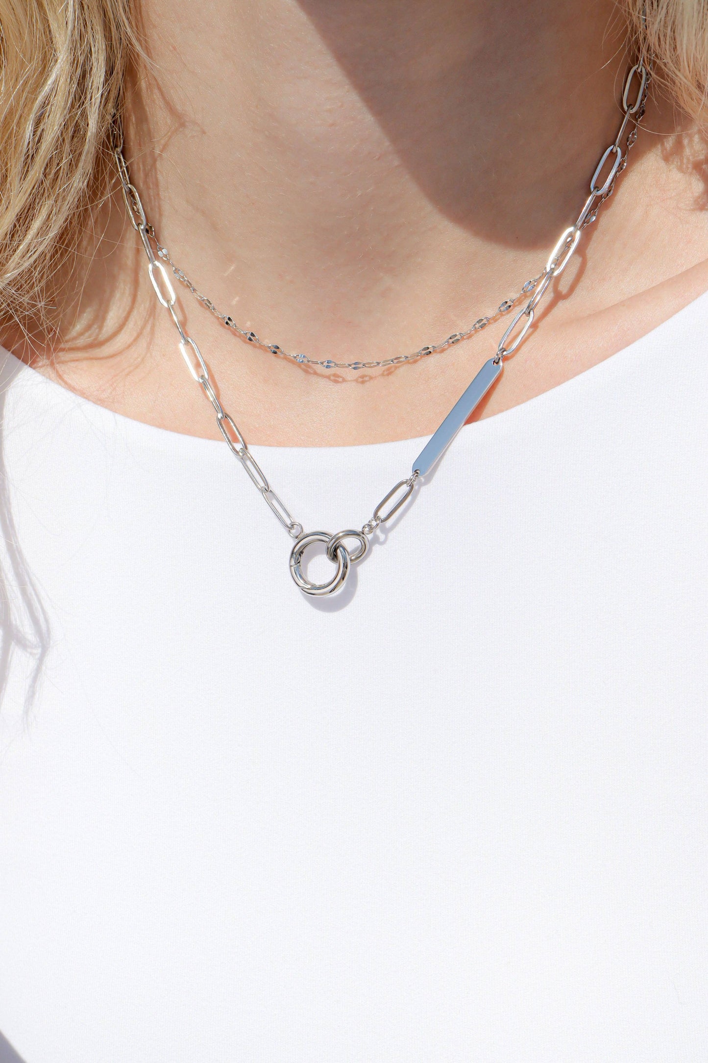 18K Gold PVD Engravable Paperclip Charm Holder Necklace