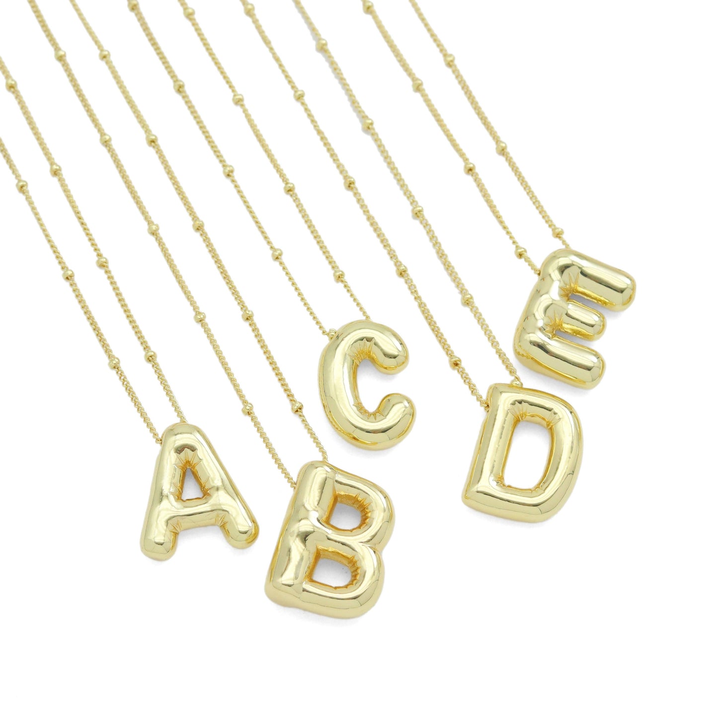 Balloon Bubble Initial Letter Charm Necklace