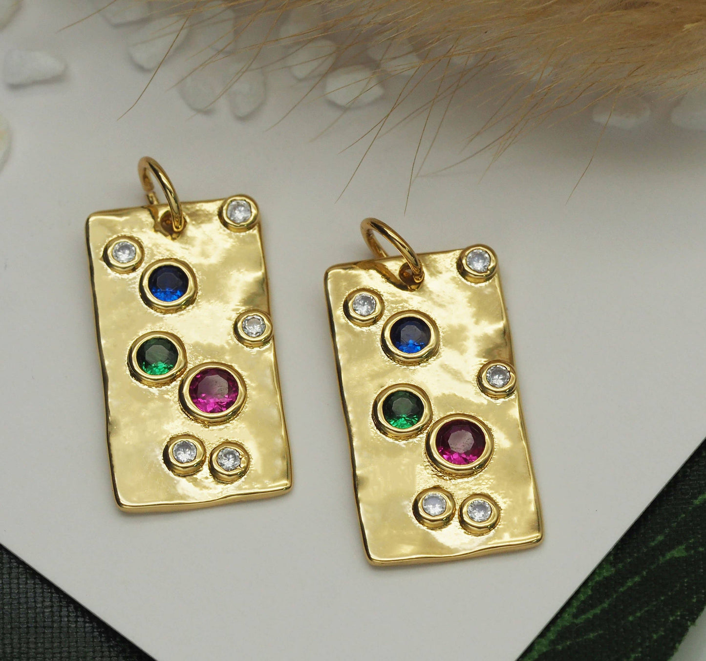 Colorful CZ Rectangle Charm