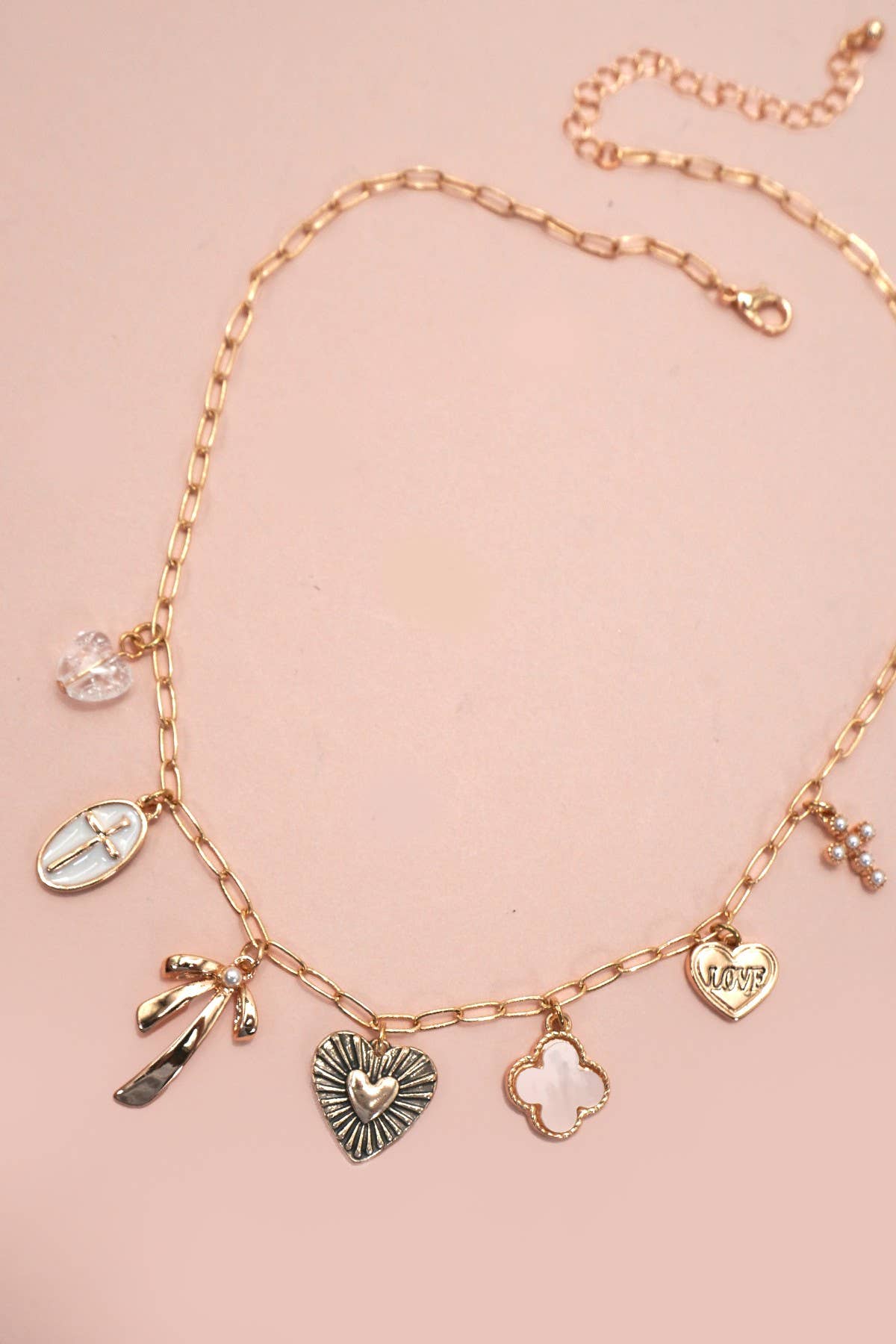CHARM NECKLACE-CLOVER BOW CROSS HEART  | 80N92000