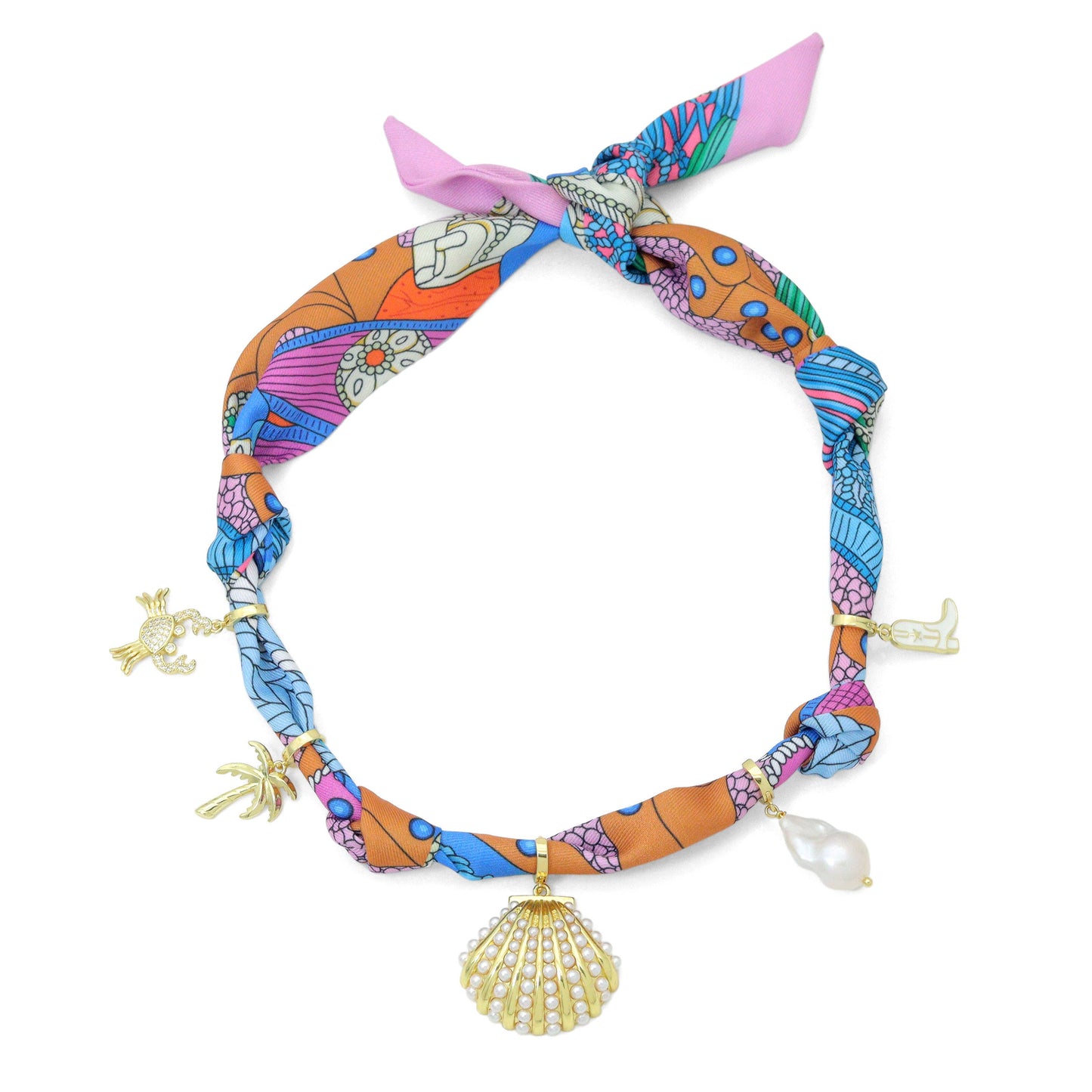 Convertible Scarf Necklace, Adjustable Silk Scarf