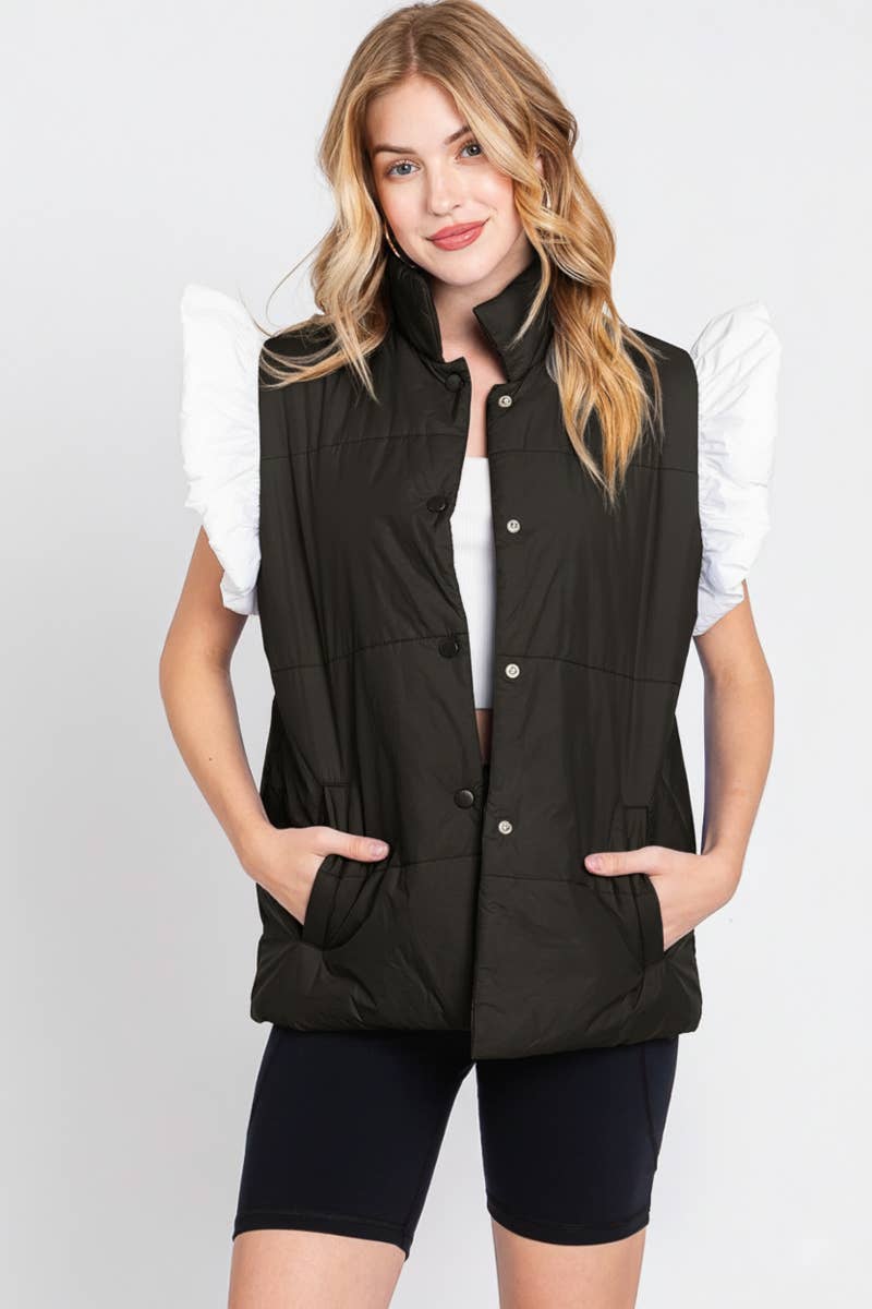 PUFF SNAP BUTTON COLORBLOCK HIGH NECK VEST