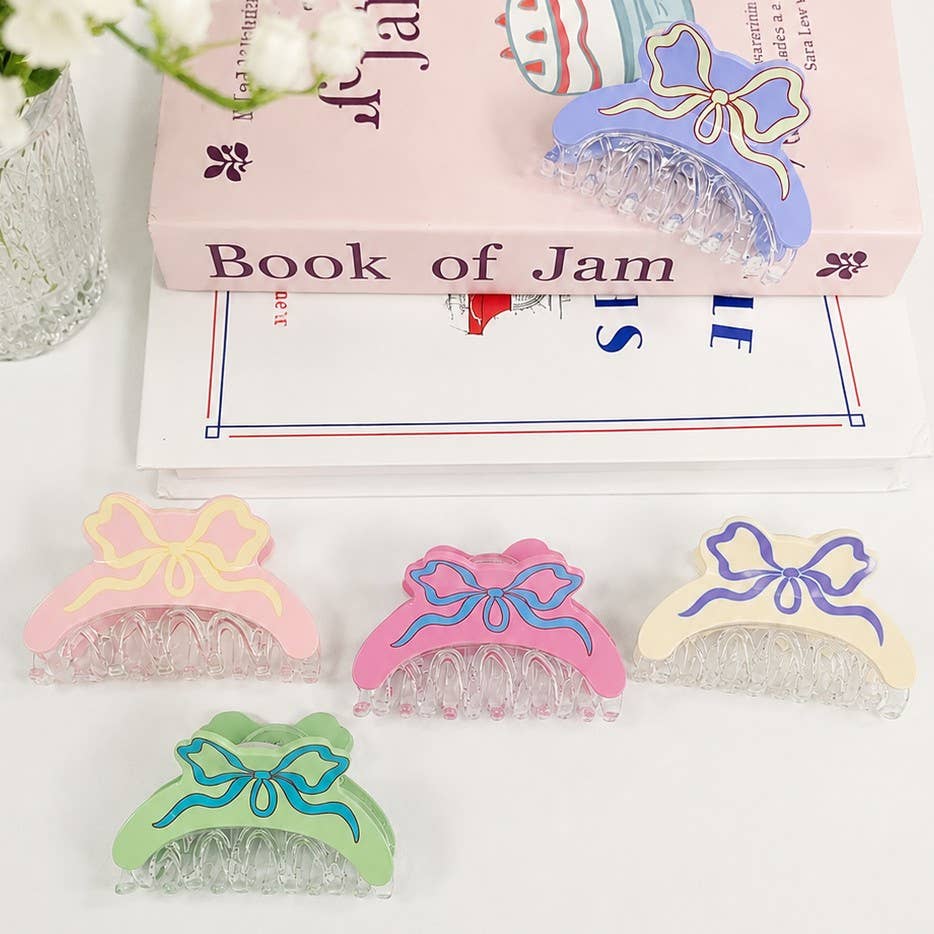 Coquette Ribbon Resin Hair Claw Clips