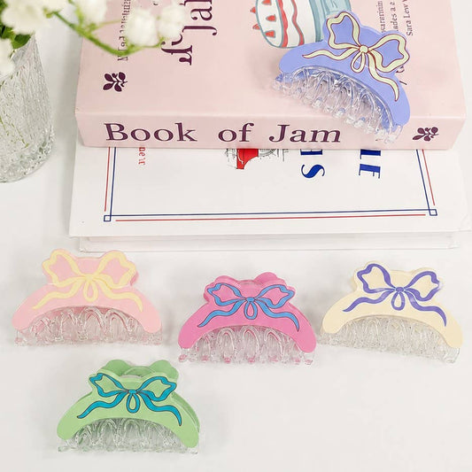 Coquette Ribbon Resin Hair Claw Clips