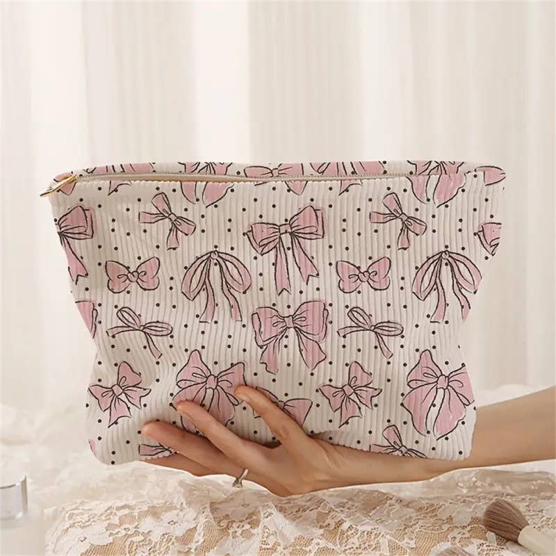 TRAVEL BOW CHERRY COSMETIC MAKEUP POUCH BAG