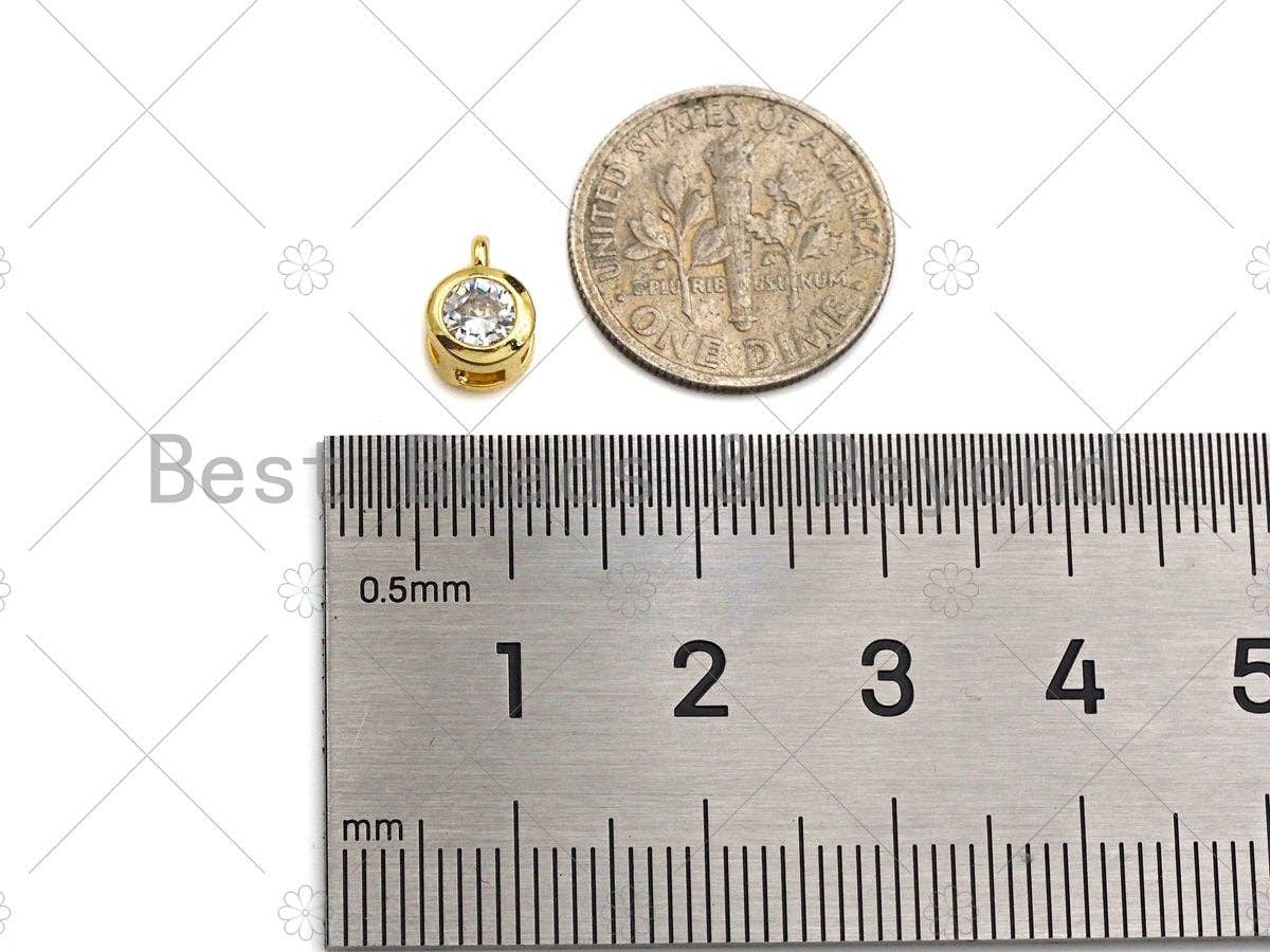 CZ Micro Pave Cute Round Shape Pendant, Round Charm, Big CZ Pave Pendant, Gold plated,6x8mm