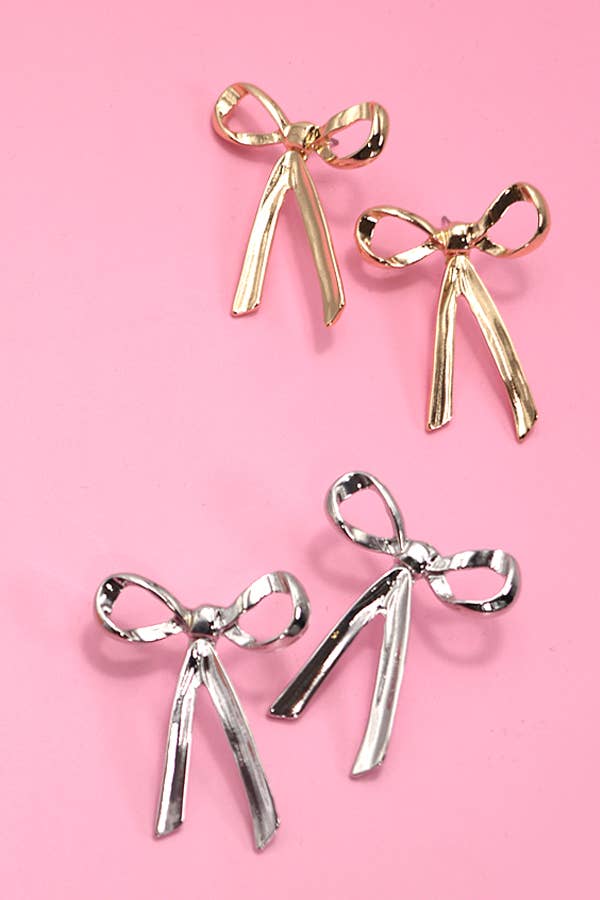 BOW MOVABLE STUD EARRINGS | 31E03579