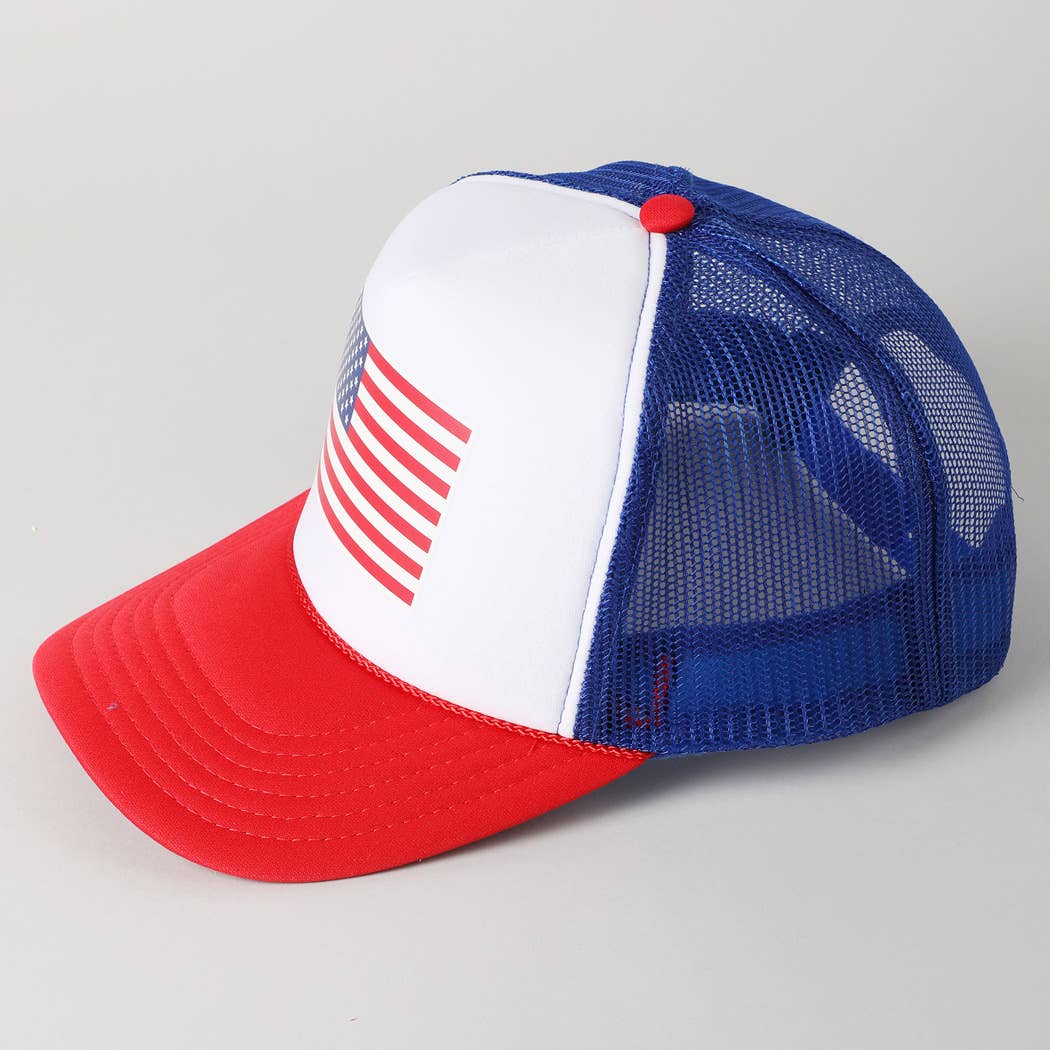 USA Flag High Quality Logo Print Foam Trucker Hat