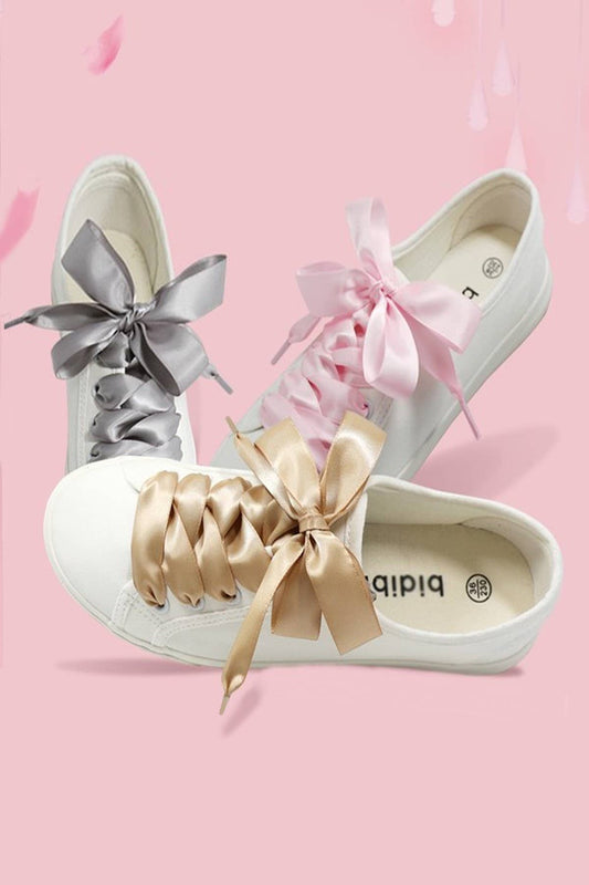 SILK SATIN RIBBON BOW PAIR SHOE LACES