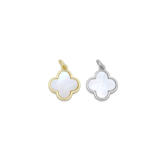 Abalone Mother of Pearl Gold flower Charm Pendant