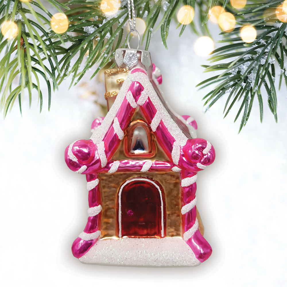 Sweet Treat Cottage Candy Lane House Glass Ornament