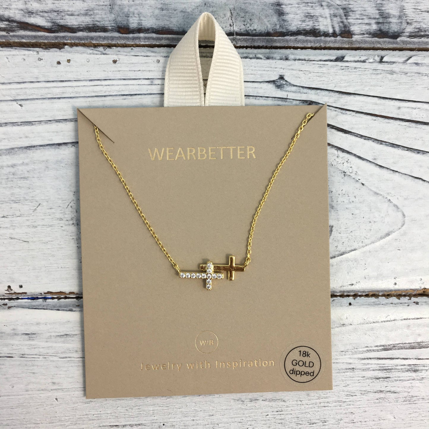 Two Sideways Crosses Necklace 