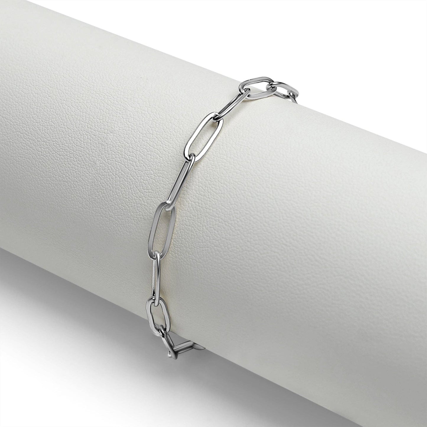 Stainless Steel Paperclip with Charm Keeper Chain Bracelet