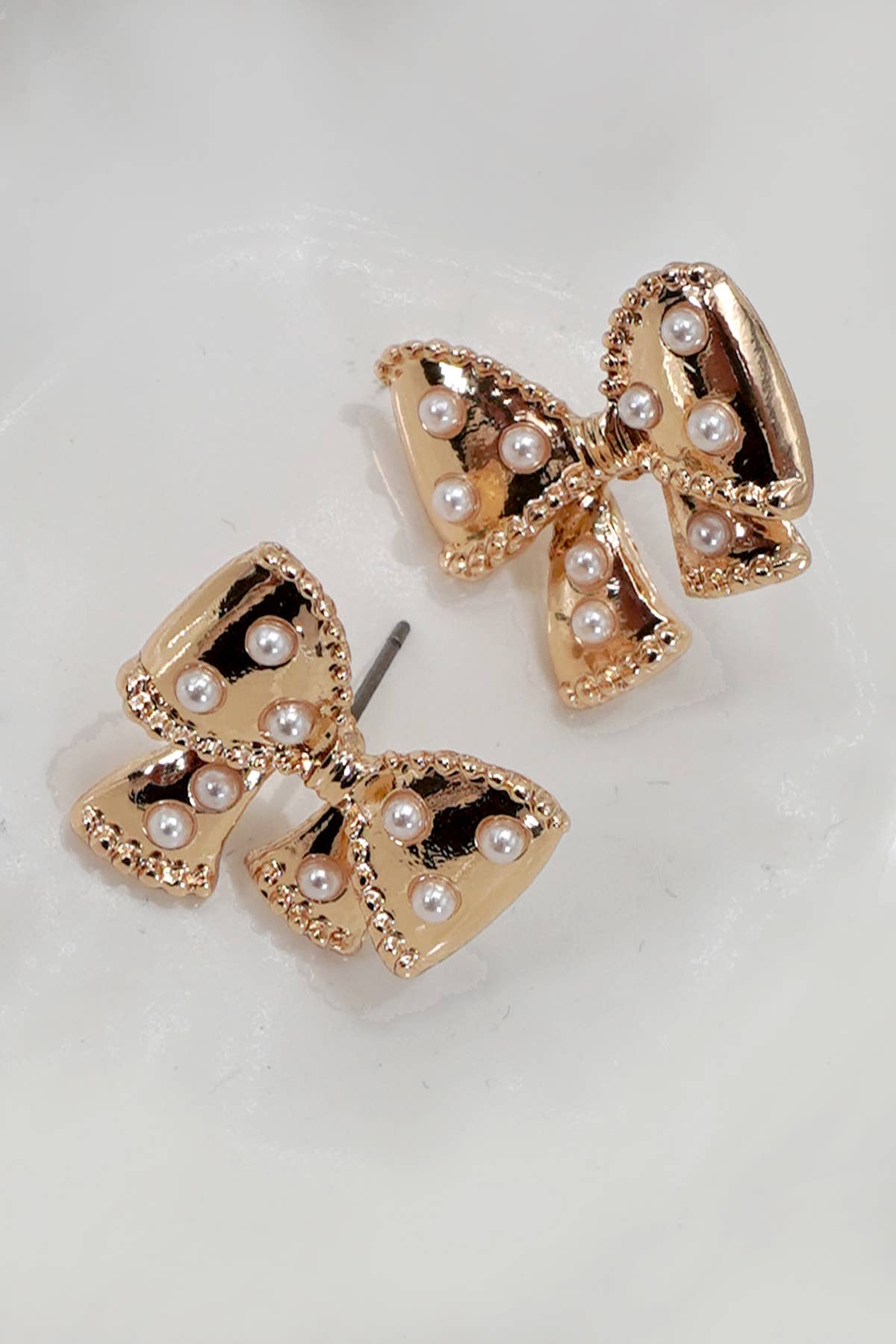 BOW PEARL STUD EARRINGS