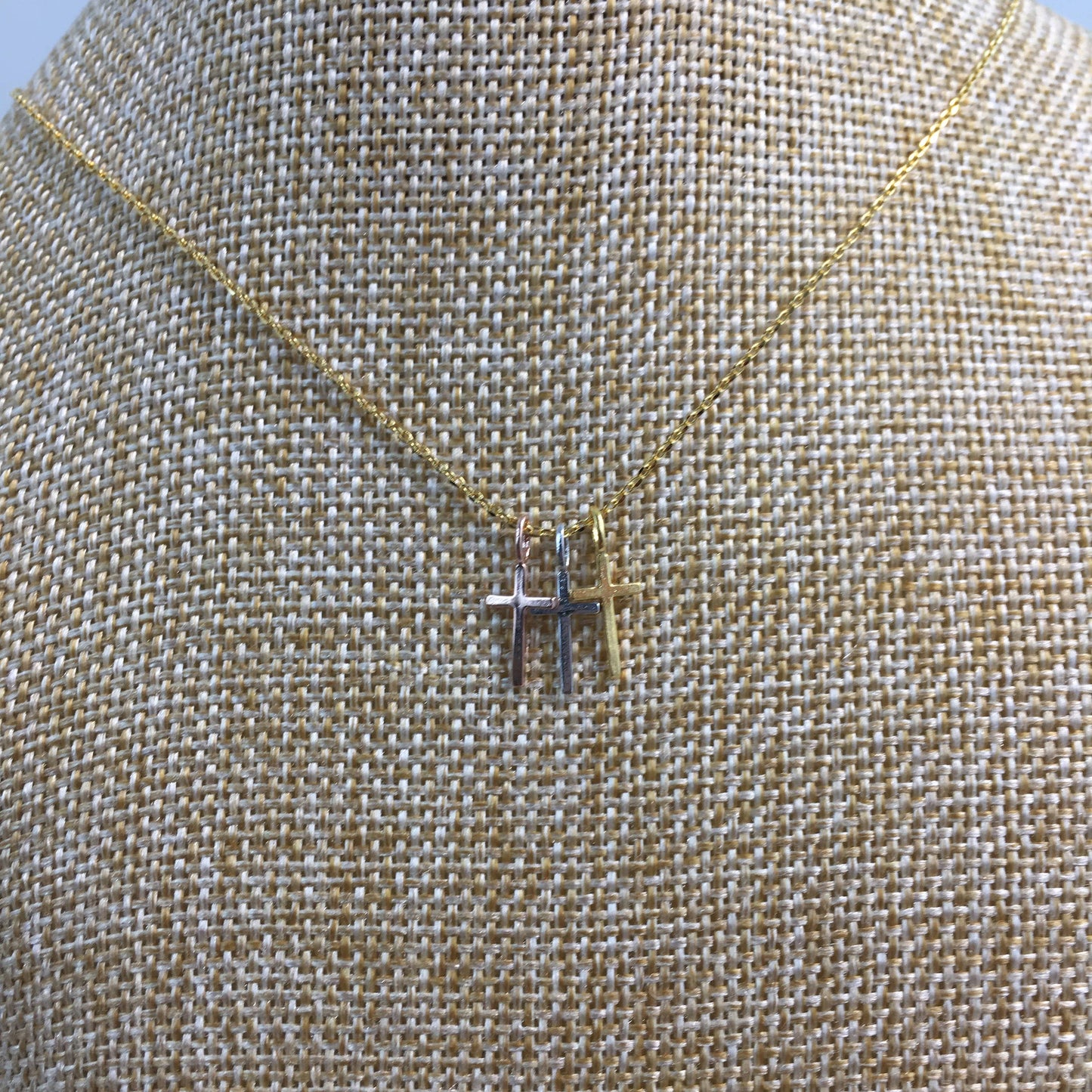 Tri-Tone Cross Necklace 