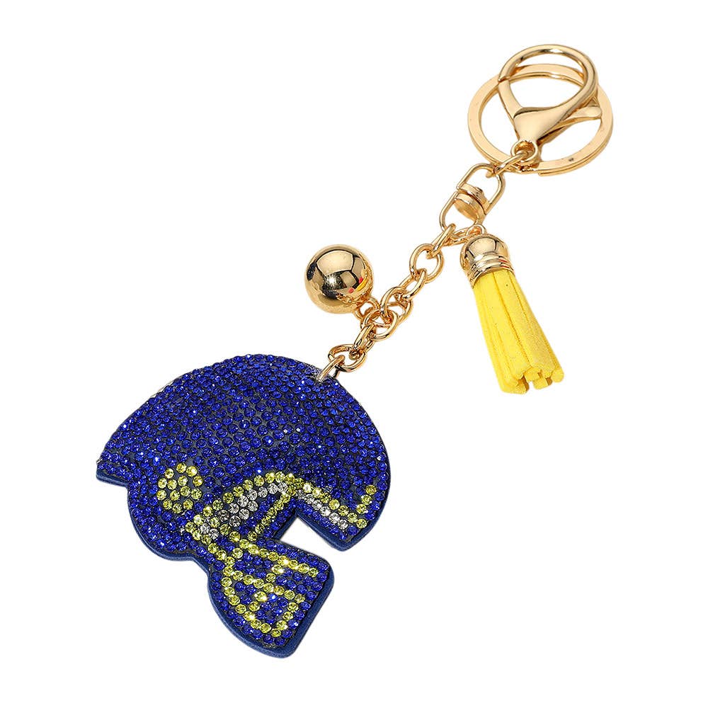 Bling Studded Football Helmet Keychain / Bag Charm