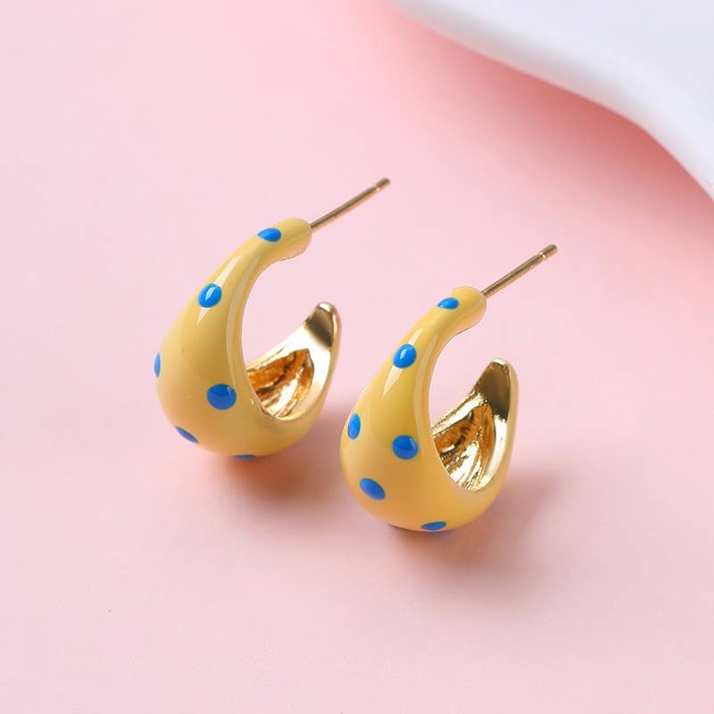 Butter Yellow Polkadot Earrings