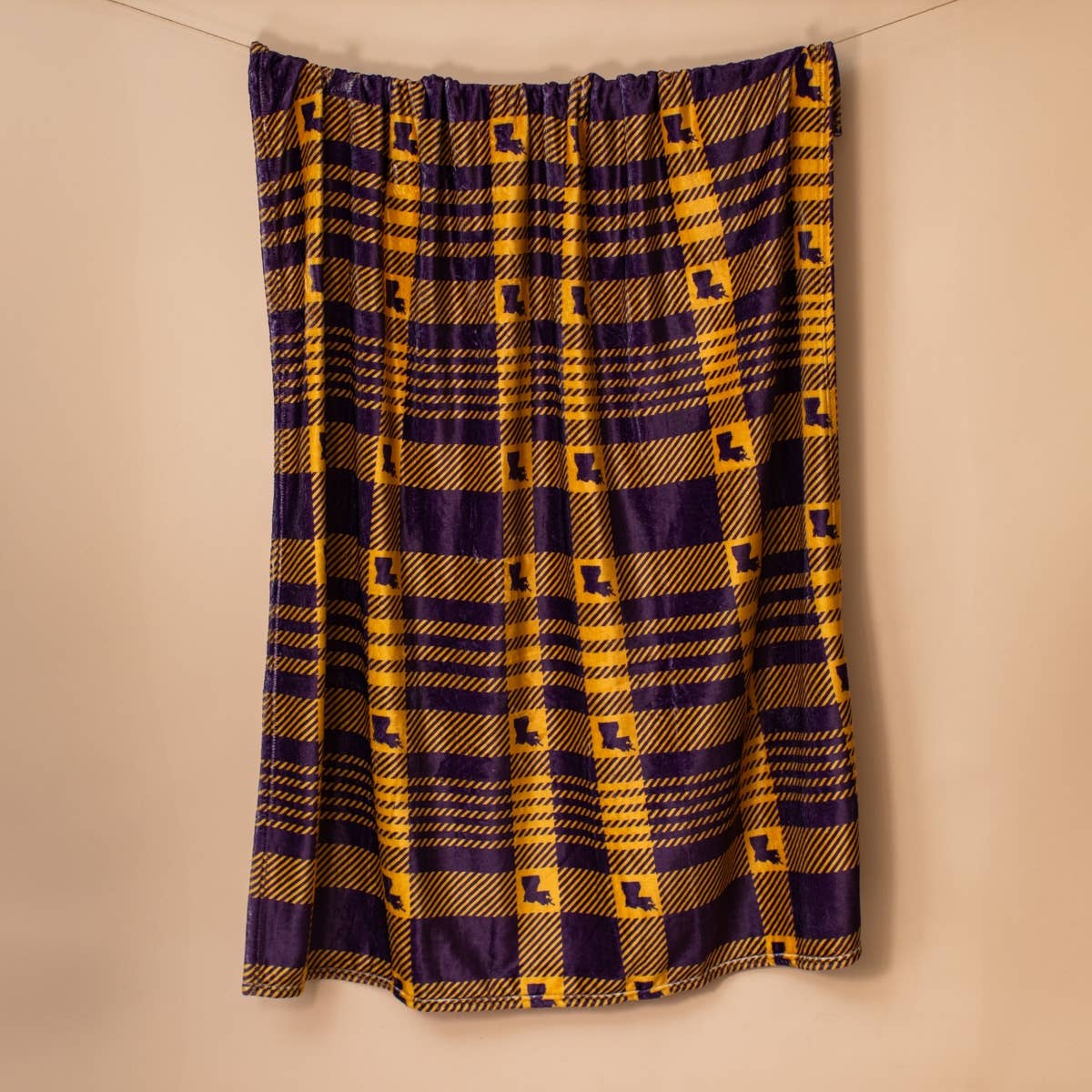 Louisiana Plaid Throw   Purple/Yellow   50x60