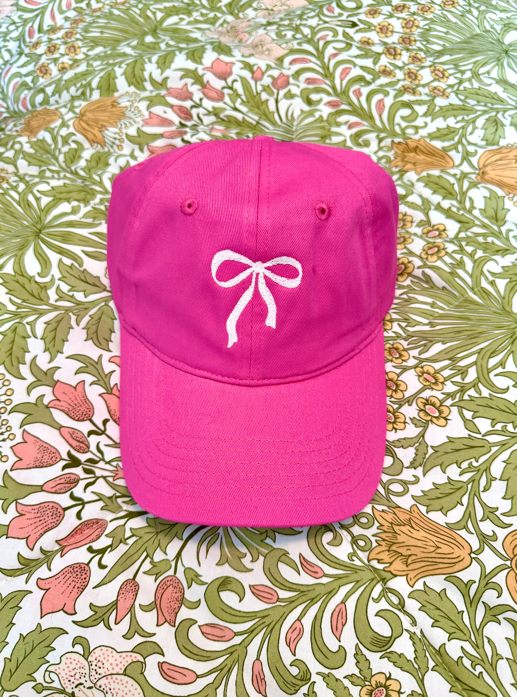 White Bow Hot Pink Cap