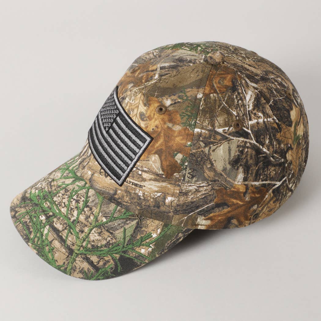 USA Flag Embroidery Patch Camo Cap