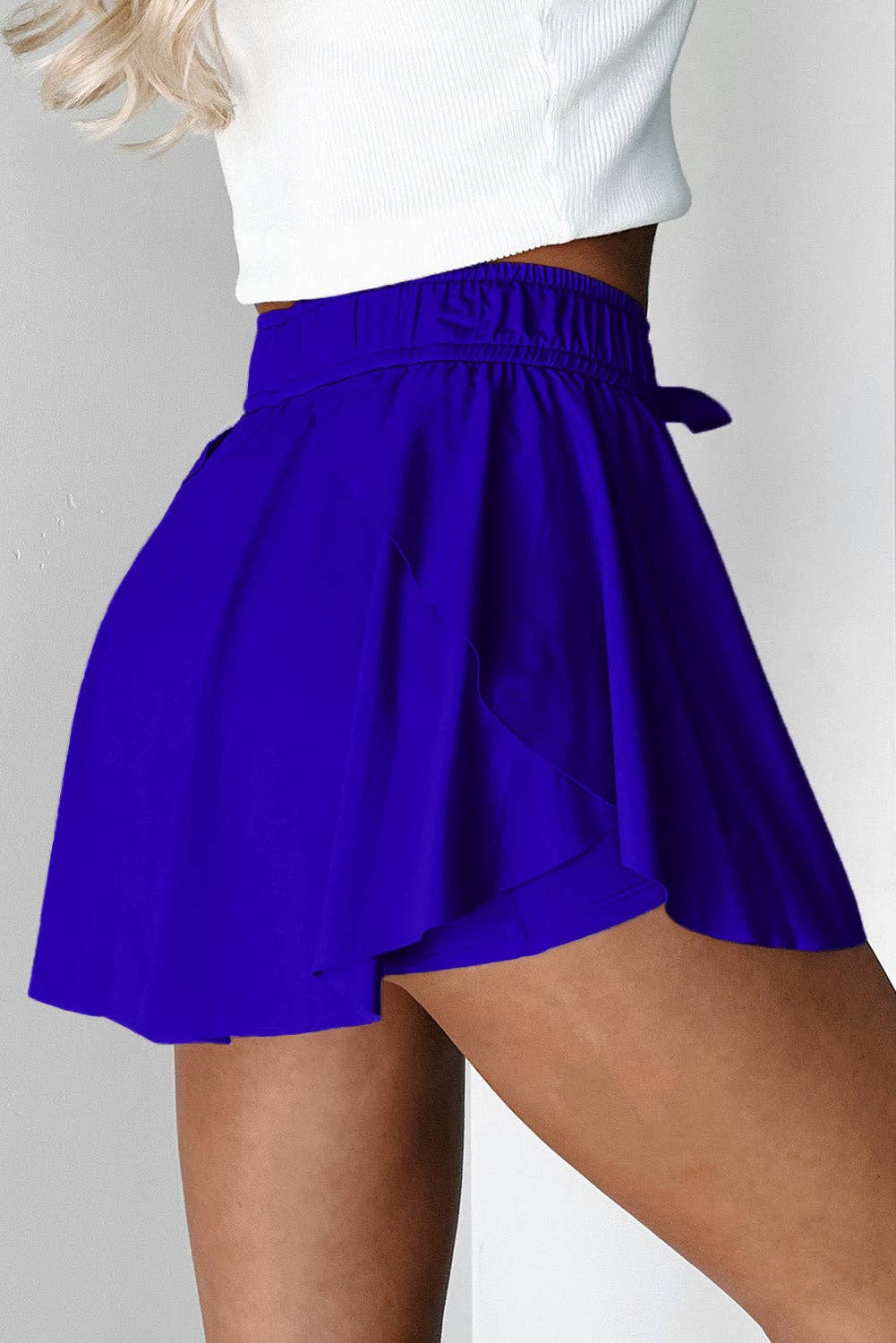 Drawstring Elastic Waist Lined Tennis Skort