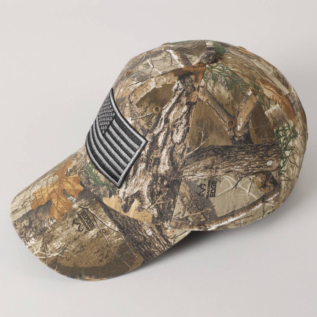 USA Flag Embroidery Patch Camo Cap